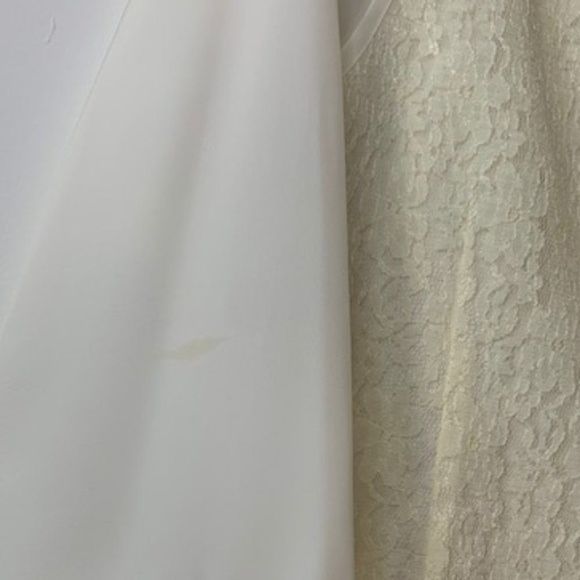 90s - Poly Blouse with Attached Lace Vest + Shoulder Pads - Picture 2 of 9